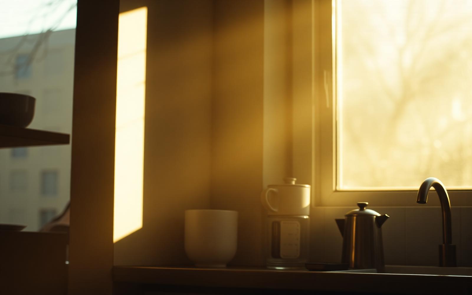 Morning light falling across a kitchen table.
